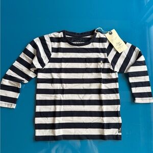 Scotch & Soda Kids Long Sleeve Navy and Cream Striped Tee